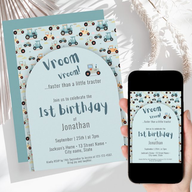 Invitación Niño de granja de Cute Tractor 1er cumpleaños Invi (Subido por el creador)