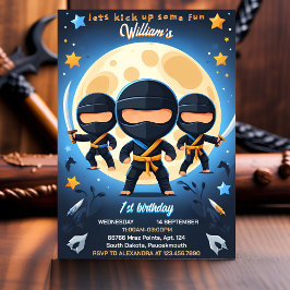 Invitación Niño de guerra Moon Ninja Guerrero primer cumpleañ