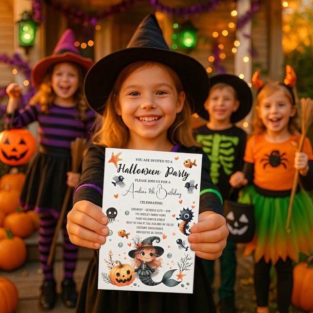 Invitación Niño de Halloween Fiesta de cumpleaños adorable bo (Subido por el creador)