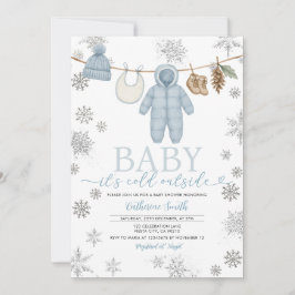 Invitación Niño de invierno azul frío fuera de Baby Shower