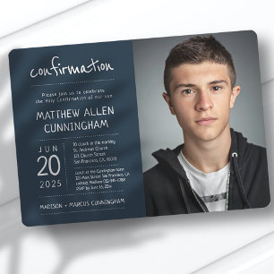 Invitación Niño de la confirmación sagrada   Foto moderna + s