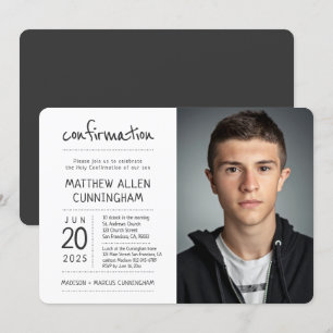 Invitación Niño de la confirmación sagrada   Foto moderna + s