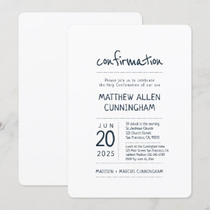 Invitación Niño de la confirmación sagrada   Moderno + Simple