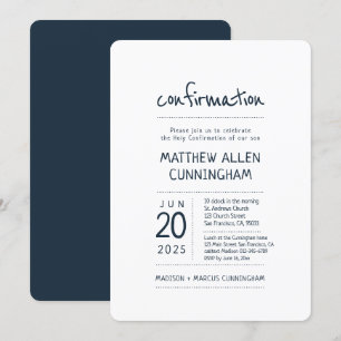 Invitación Niño de la confirmación sagrada   Moderno + Simple