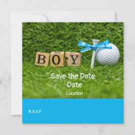 Invitación Niño de la ducha de bebé de golf con cinta azul en