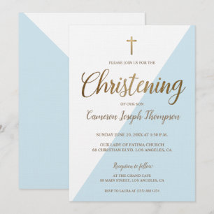 Invitación Niño de la infancia de la cristiandad del oro blan