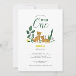 Invitación Niño de la jungla verde tropical tigre a raya anim