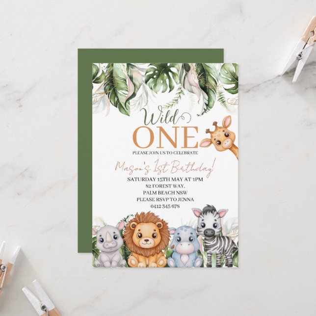 Invitación Niño de la selva tropical salvaje de una jungla pr (Anverso/Reverso In Situ)