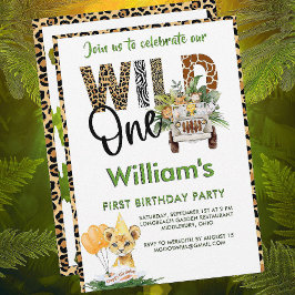 Invitación Niño de primer cumpleaños de animales salvajes de 