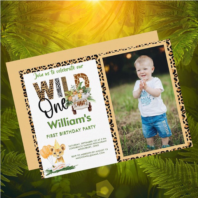 Invitación Niño de primer cumpleaños de animales salvajes de  (Subido por el creador)