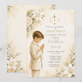 Invitación Niño de Primera Comunión Floral