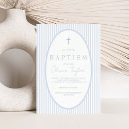 Invitación Niño de Rayas Azules Bautizo