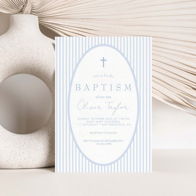 Invitación Niño de Rayas Azules Bautizo (Subido por el creador)