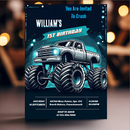 Invitación Niño de raza niño coches Guay Monster Camión Prime