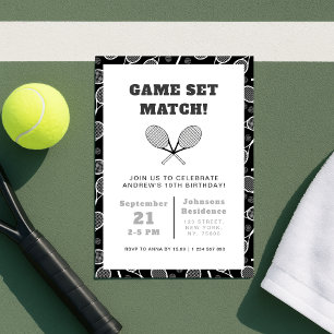 Invitación Niño de tenis Fiesta de cumpleaños sacos de bolas 