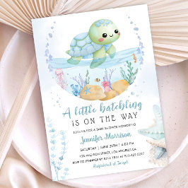 Invitación Niño de Tortuga Marina Baby Shower Cute Little Hat