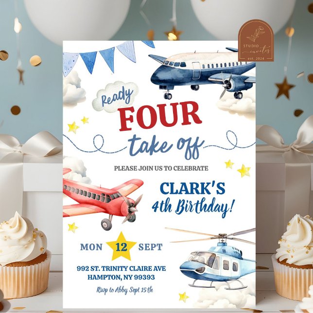 Invitación Niño del avión 4 de cumpleaños (Subido por el creador)