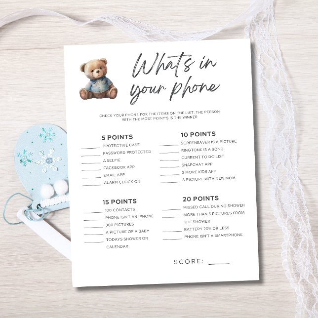Invitación Niño del juego de Baby Shower Qué hay en tu teléfo (Subido por el creador)