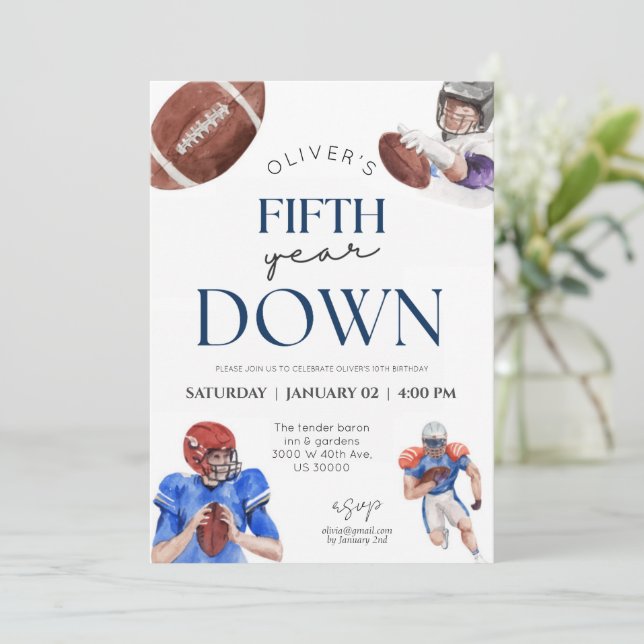 Invitación Niño del quinto año del estadio de fútbol quinto c (Anverso de pie)