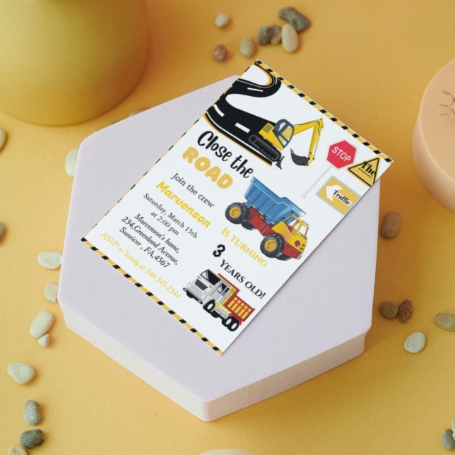 Invitación Niño del tema de la construcción Fiesta de cumplea (Subido por el creador)