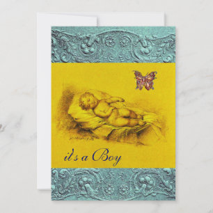 INVITACIÓN NIÑO DESLIZANTE ,BABY SHOWER AZUL AMARILLO DE MARC
