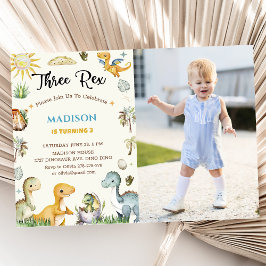 Invitación Niño Dinosaurio Tres Rex