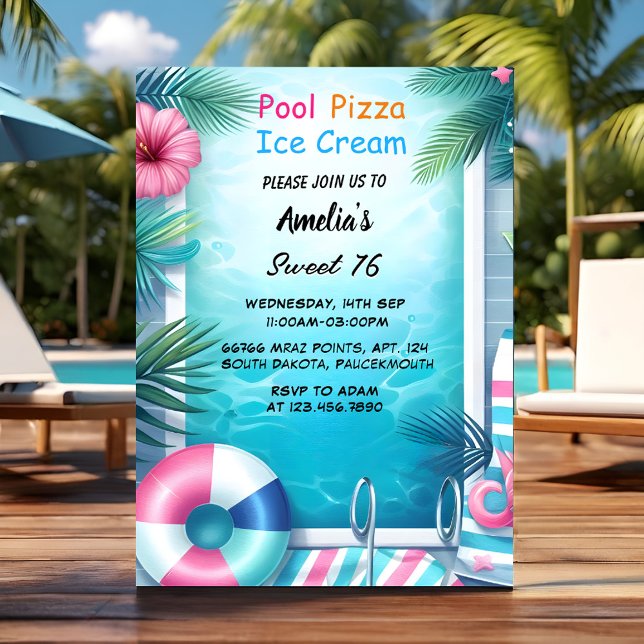 Invitación Niño Divertido adolescente Fiesta de piscina de ad (Subido por el creador)