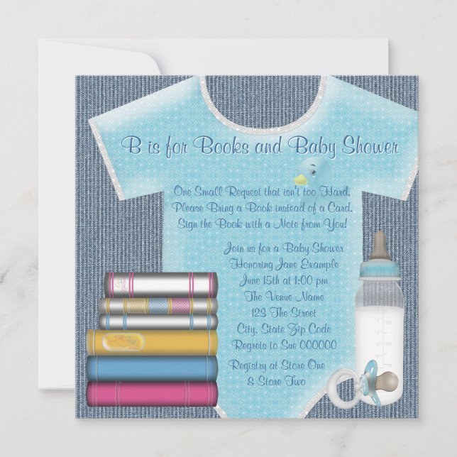 Invitación Niño Dulce Trae Un Baby Shower Del Libro (Anverso)