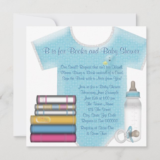 Invitación Niño Dulce Trae Un Baby Shower Del Libro (Anverso)