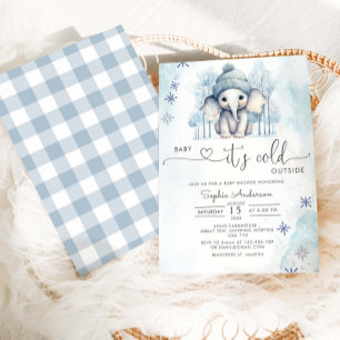 Invitación Niño elefante de invierno hace frío afuera