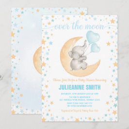 Invitación Niño elefante se sienta en la ducha de la luna