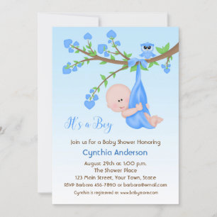 Invitación Niño en árbol, Baby Shower