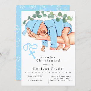 Invitación Niño en brazos de mamá Rosario Cristianismo