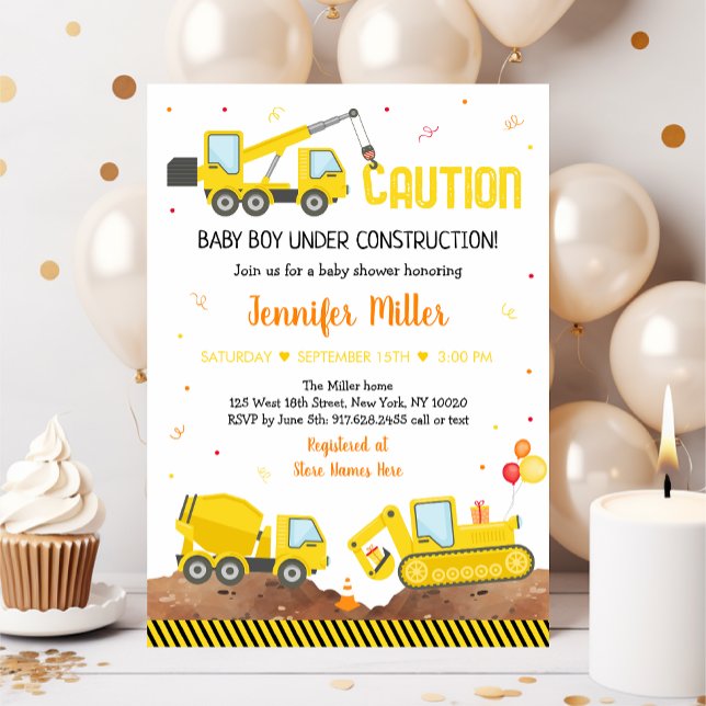 Invitación Niño en construcción: Baby Shower de camión (Subido por el creador)