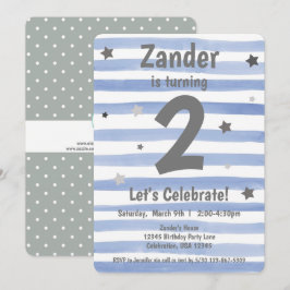 Invitación niño en su 1er cumpleaños estrella azul