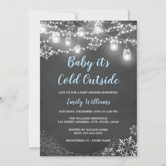 Invitación Niño, está frío fuera del Baby Shower invernal (Anverso)