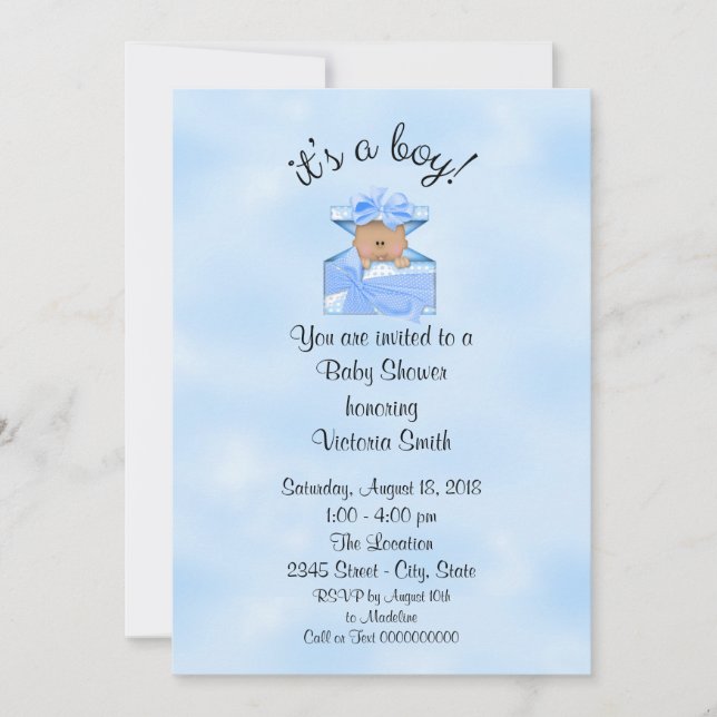 Invitación Niño étnico de Baby Shower (Anverso)