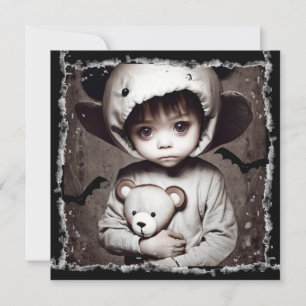Invitación Niño étnico pequeño espeluznante ojos grandes Hall