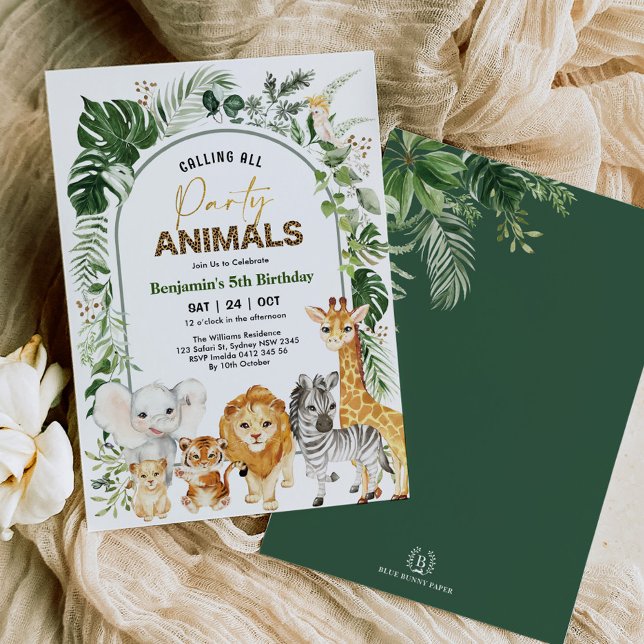 Invitación Niño Fiesta de animales Boho Safari moderno Cumple (Subido por el creador)