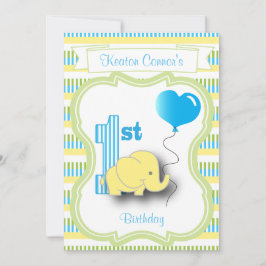 Invitación Niño Fiesta de cumpleaños con un bebé elefante