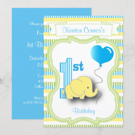 Invitación Niño Fiesta de cumpleaños con un bebé elefante