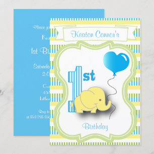 Invitación Niño Fiesta de cumpleaños con un bebé elefante