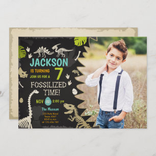 Invitación Niño Fiesta de dinosaurios Fossil Dino Dig Cumplea