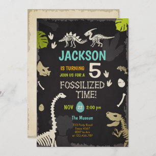 Invitación Niño Fiesta de dinosaurios Fossil Dino Dig Cumplea