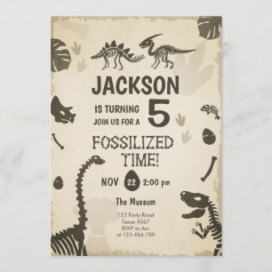 Invitación Niño Fiesta de dinosaurios Fossil Dino Dig Cumplea