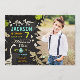 Invitación Niño Fiesta de dinosaurios Fossil Dino Dig Cumplea