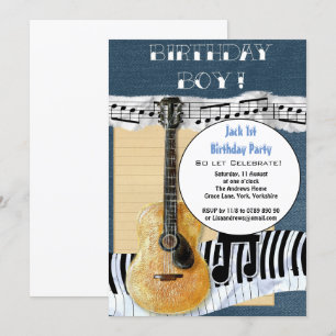 Invitación Niño Fiesta Guitarra Personalizado