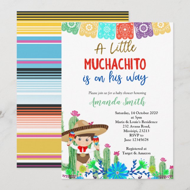 Invitación Niño Fiesta Invitado a Baby Shower (Anverso / Reverso)