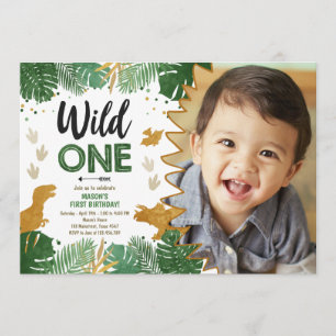 Invitación Niño Fiesta salvaje Dinosaurio 1 cumpleaños