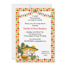 Niño gemelo chica mexicano Fiesta Baby Shower Invi